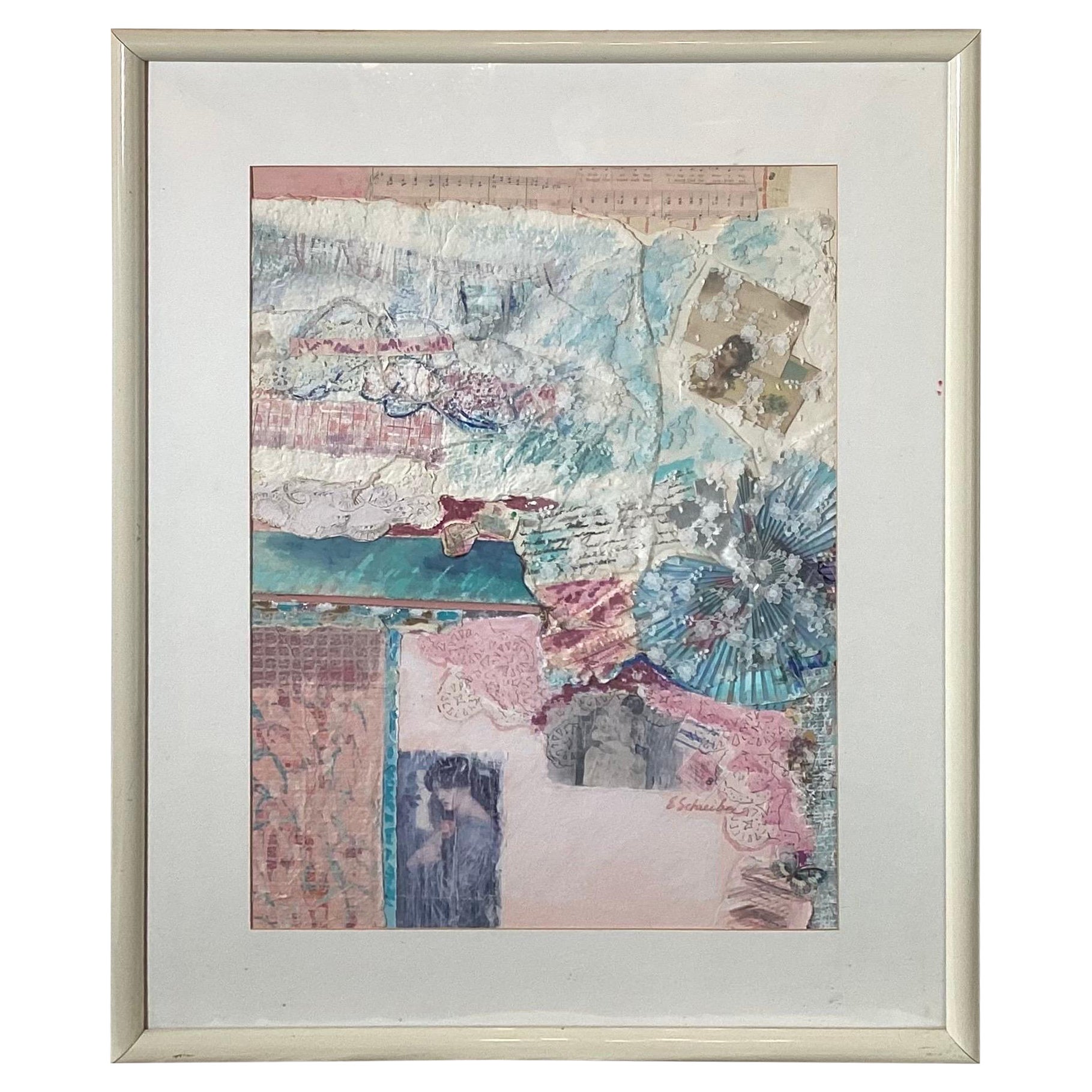 Mid Century Modern Mixed media Painting Collage Romantic by Eileen Schreiber