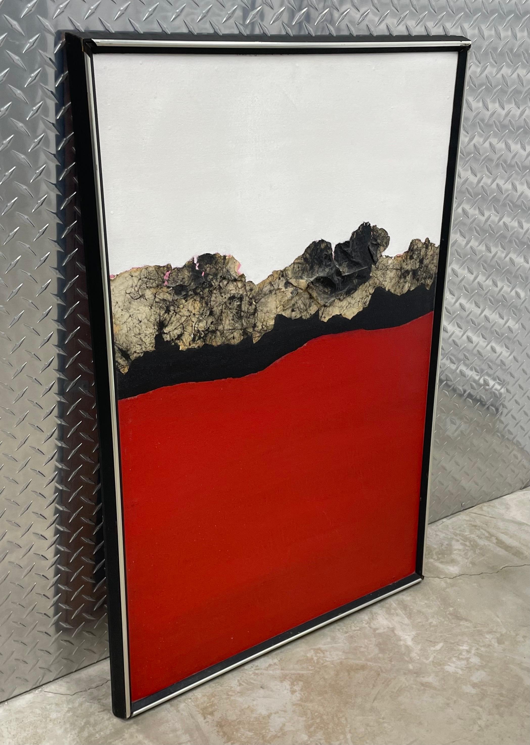 Mid Century Modern Mixed Media Malerei im Zustand „Gut“ im Angebot in Bedford Hills, NY