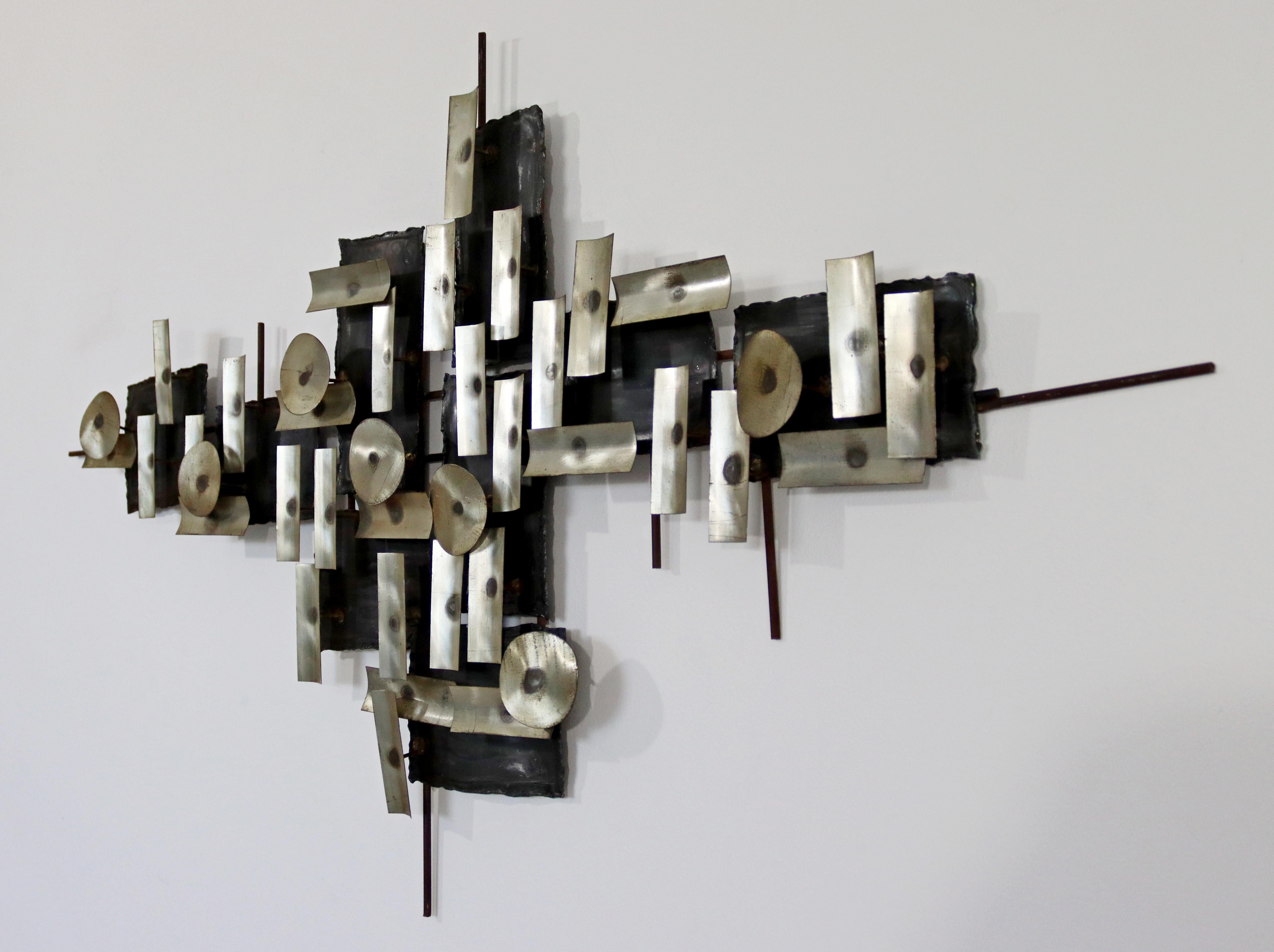 Mid-Century Modern Mixed Metal Brutalist Wall Art Sculpture Jere Style, 1970s 1