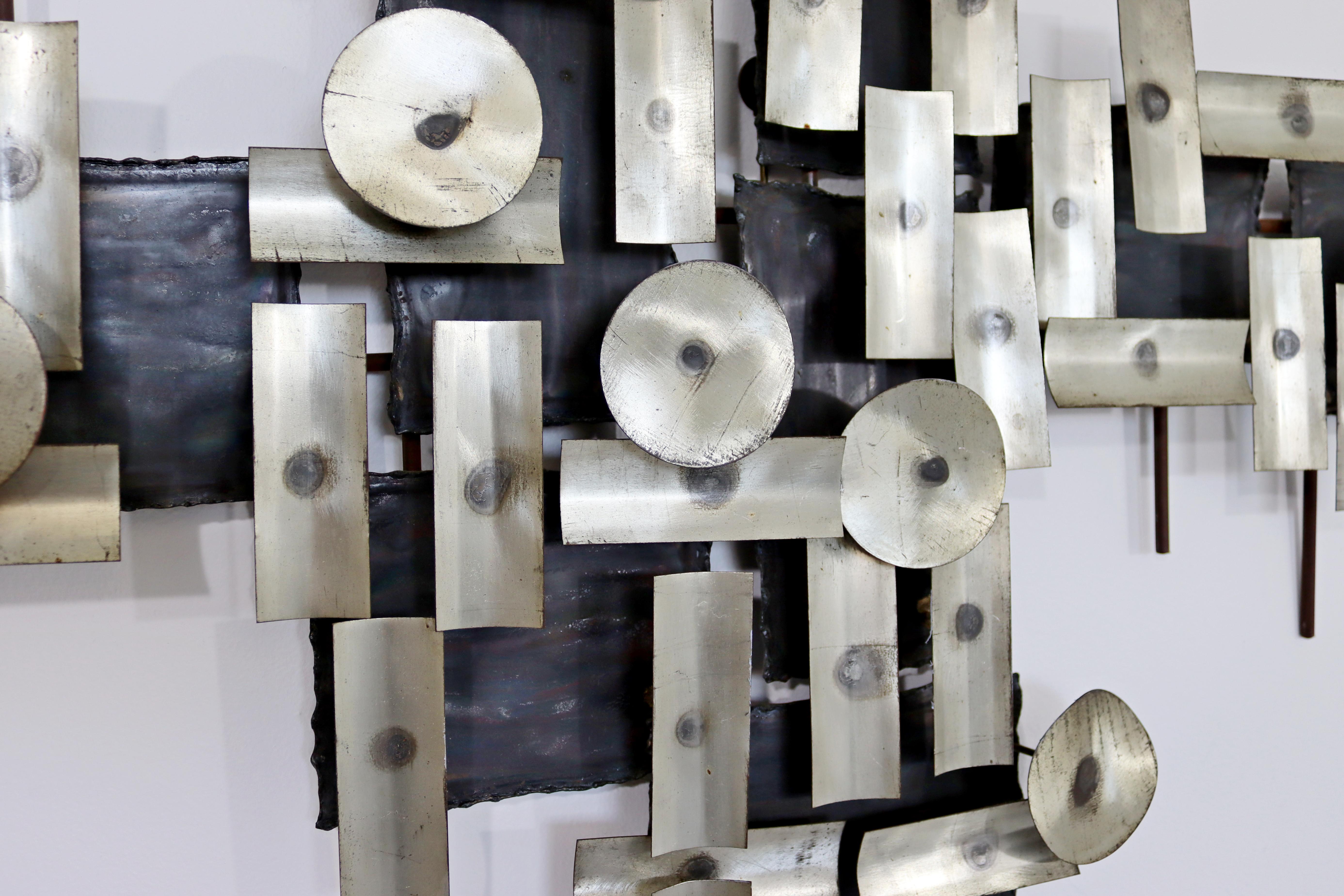 Mid-Century Modern Mixed Metal Brutalist Wall Art Sculpture Jere Style, 1970s 2
