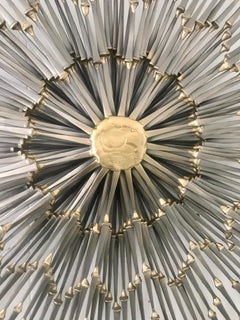 Mid-Century Modern Mixed Metal Sunburst Wall Sculpture