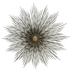 Mid-Century Modern Mixed Metal Sunburst Wall Sculpture