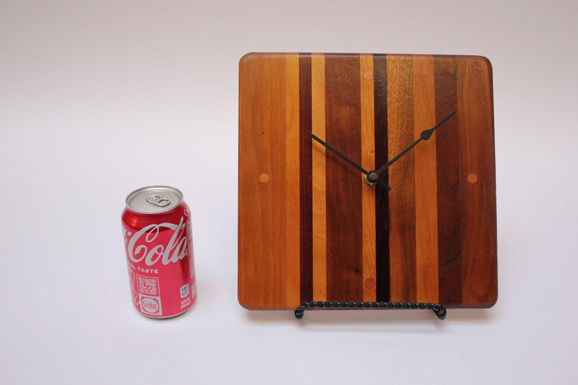 Oak Mid-Century Modern Mixed Wood Wall Clock For Sale