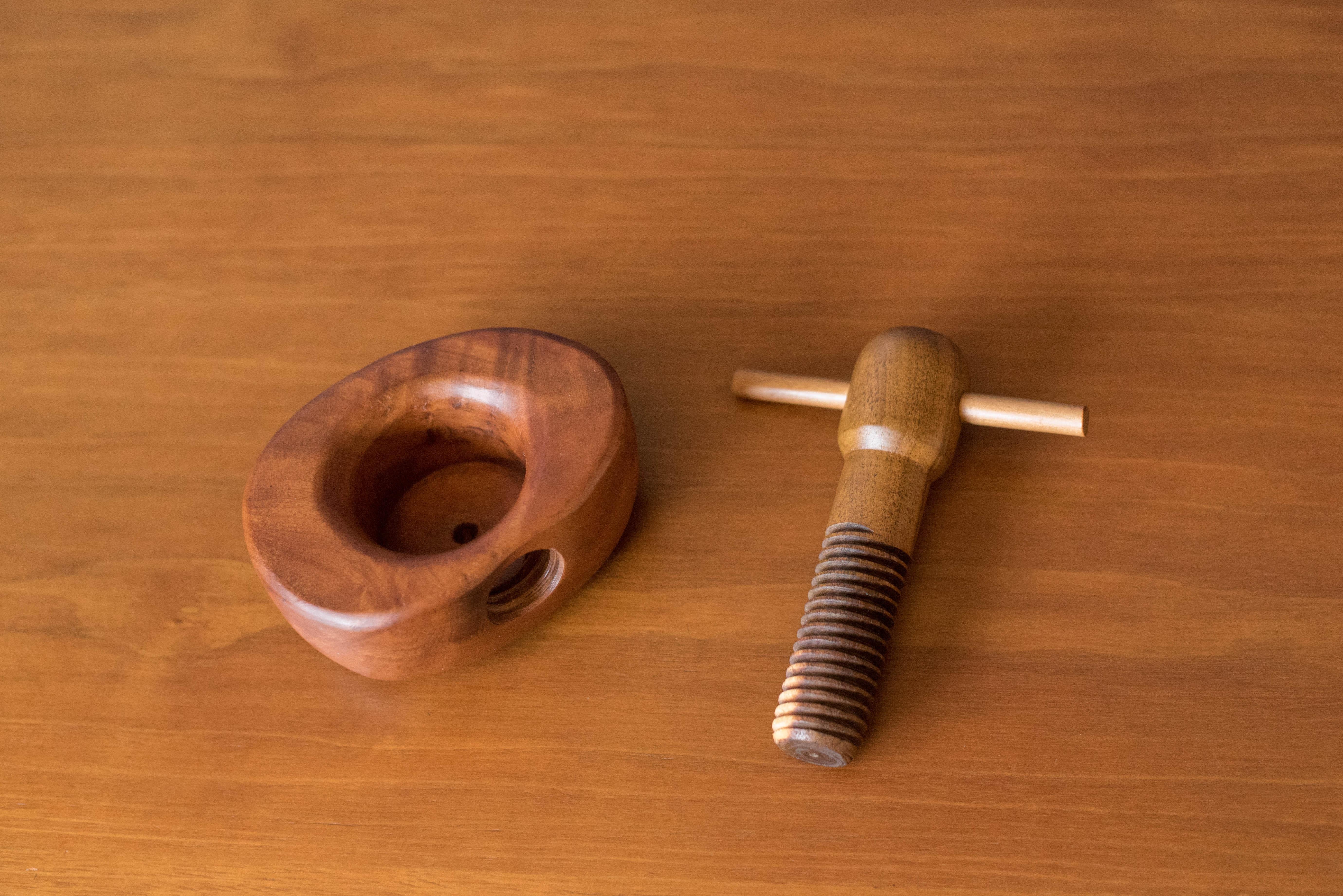 American Mid-Century Modern Mixed Wood Walnut Nutcracker