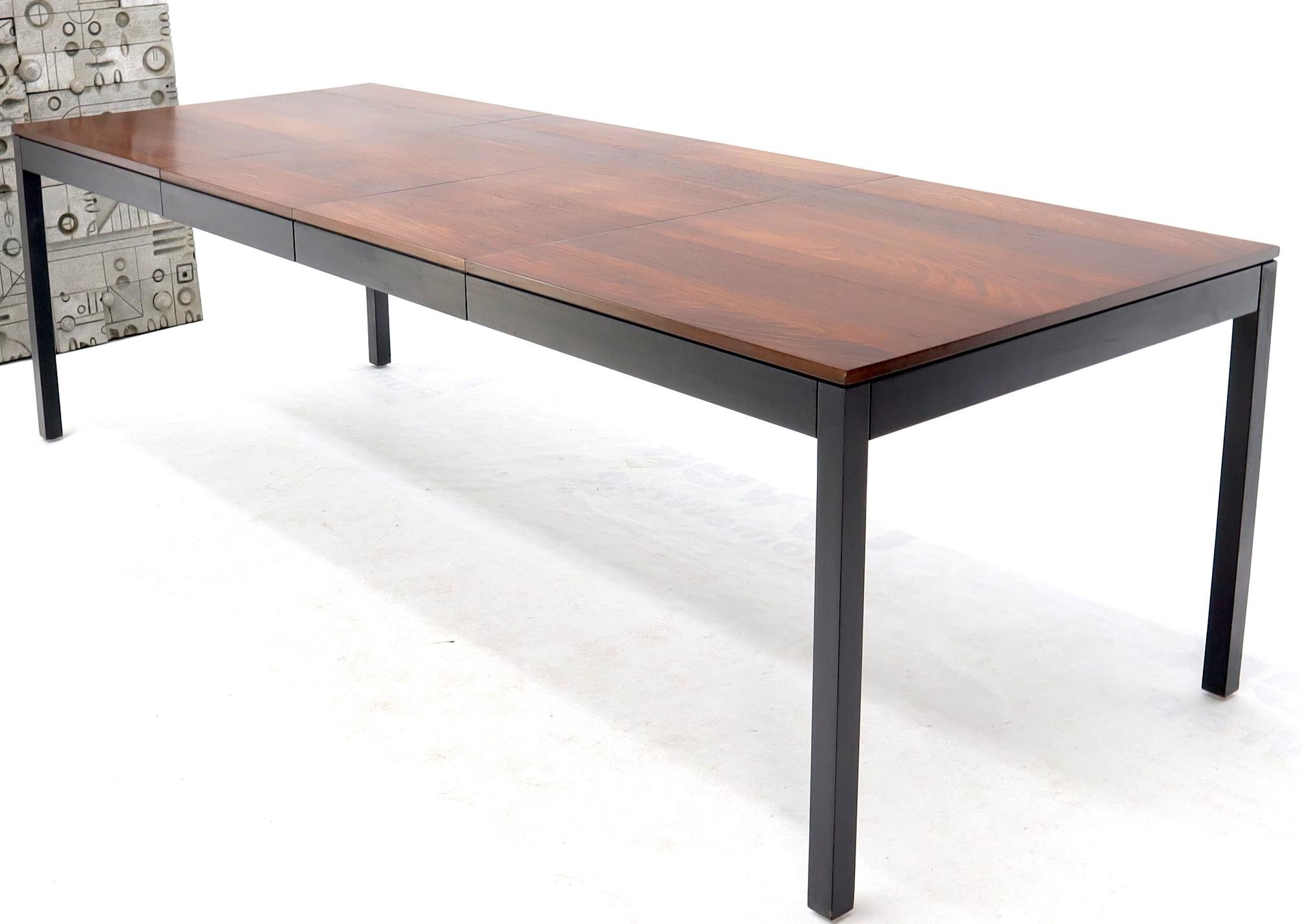 Mid-Century Modern Mixed Woods Top Dining Table with 2 Leaves 4