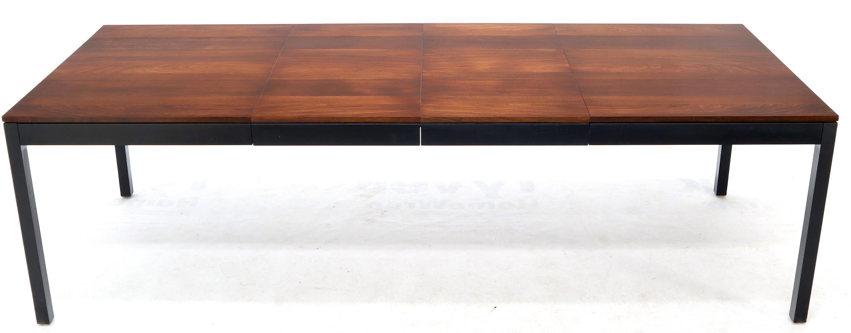 Mid-Century Modern Mixed Woods Top Dining Table with 2 Leaves 5