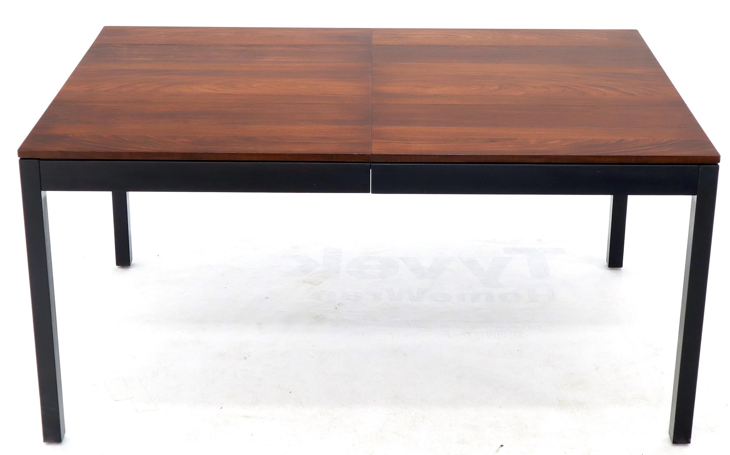 Rosewood Mid-Century Modern Mixed Woods Top Dining Table with 2 Leaves