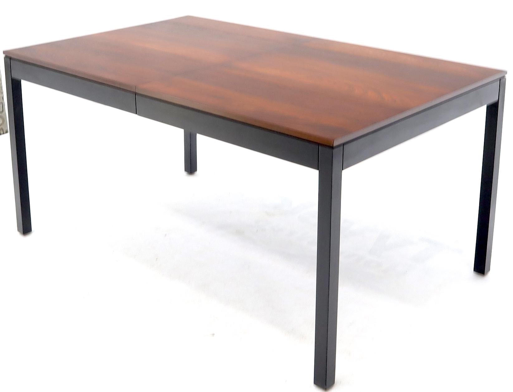 Mid-Century Modern Mixed Woods Top Dining Table with 2 Leaves 2