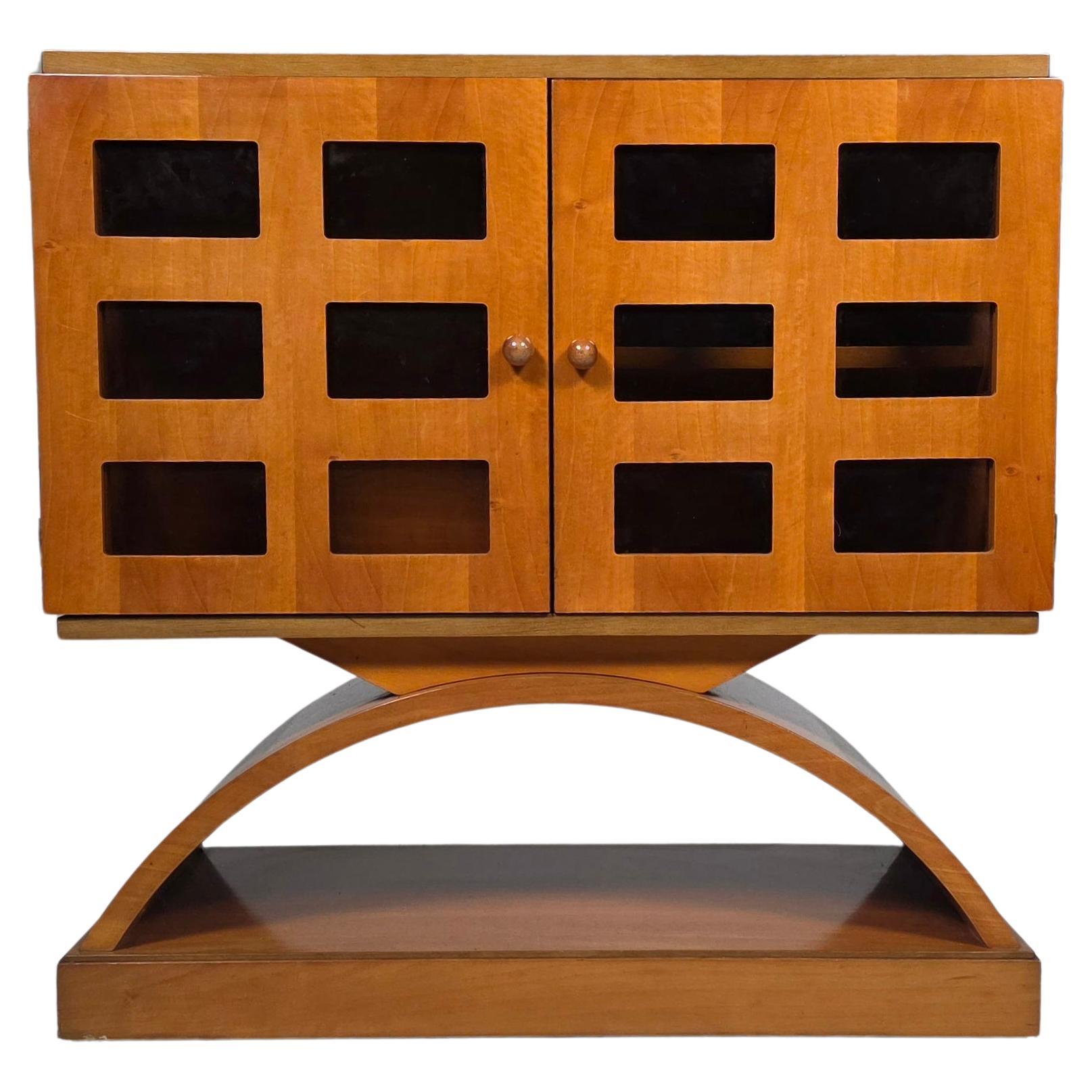 Mid-Century Modern Mobile Bar Cabinet with Sculptural Base, 1950s