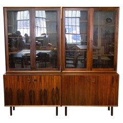 Mid Century Modern Mobler 4 Piece Rosewood China Cabinet Credenza