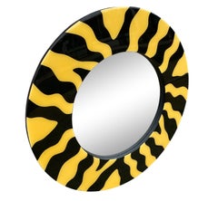 Mid-Century Modern Mod Pop Art Wild Wall Mirror Round Style of Memphis Milano