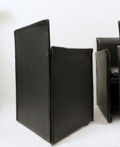 Sedie Mod.401 "Break" di Mario Bellini, pelle grigio topo, metà secolo.