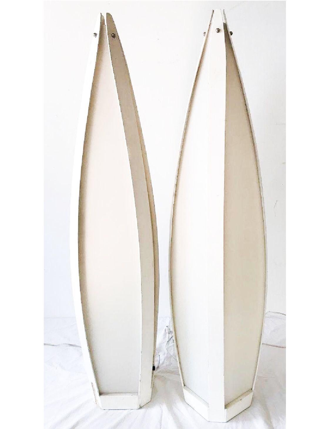 Gorgeous sculptural Mid-Century Modern, monumental floor or table lamps / lanterns by Modeline of California. Modeline of California was a small company founded in 1957 by Bernie Roberts. Their specialty was in making and designing several