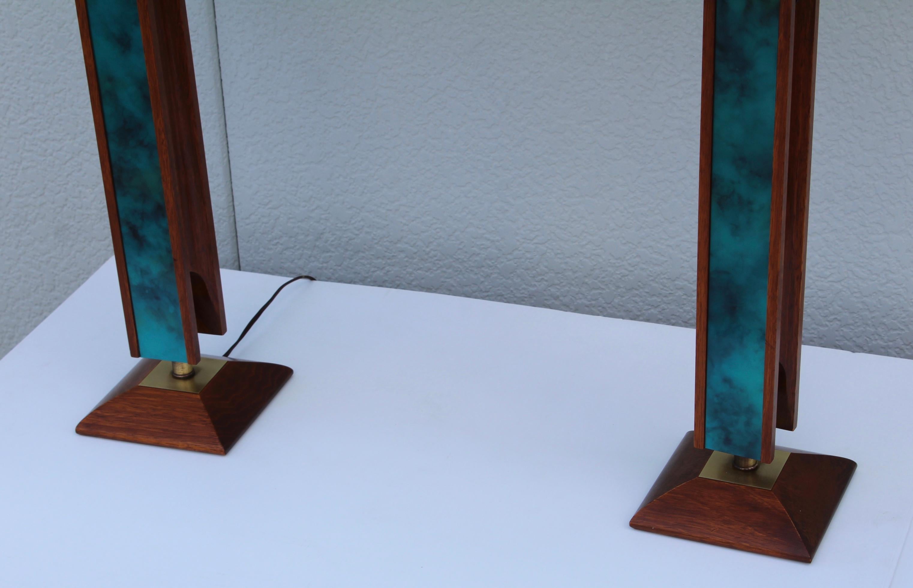 American Mid-Century Modern Modeline Walnut Table Lamps