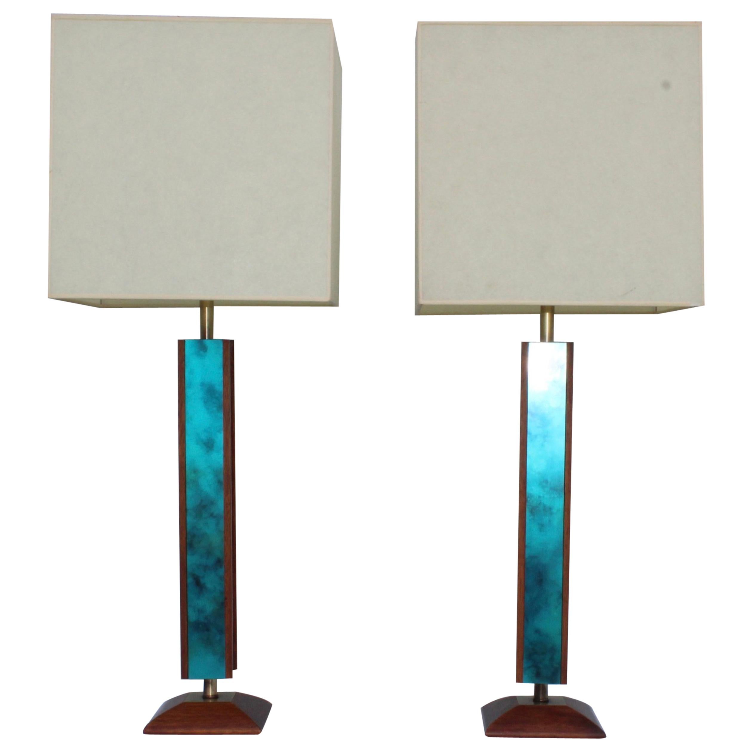 Mid-Century Modern Modeline Walnut Table Lamps