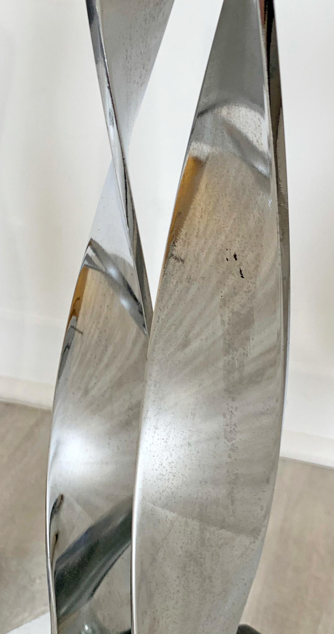 Mid-Century Modern Modernist Pair of Chrome Polished Steel Andirons 1980s Japan 1