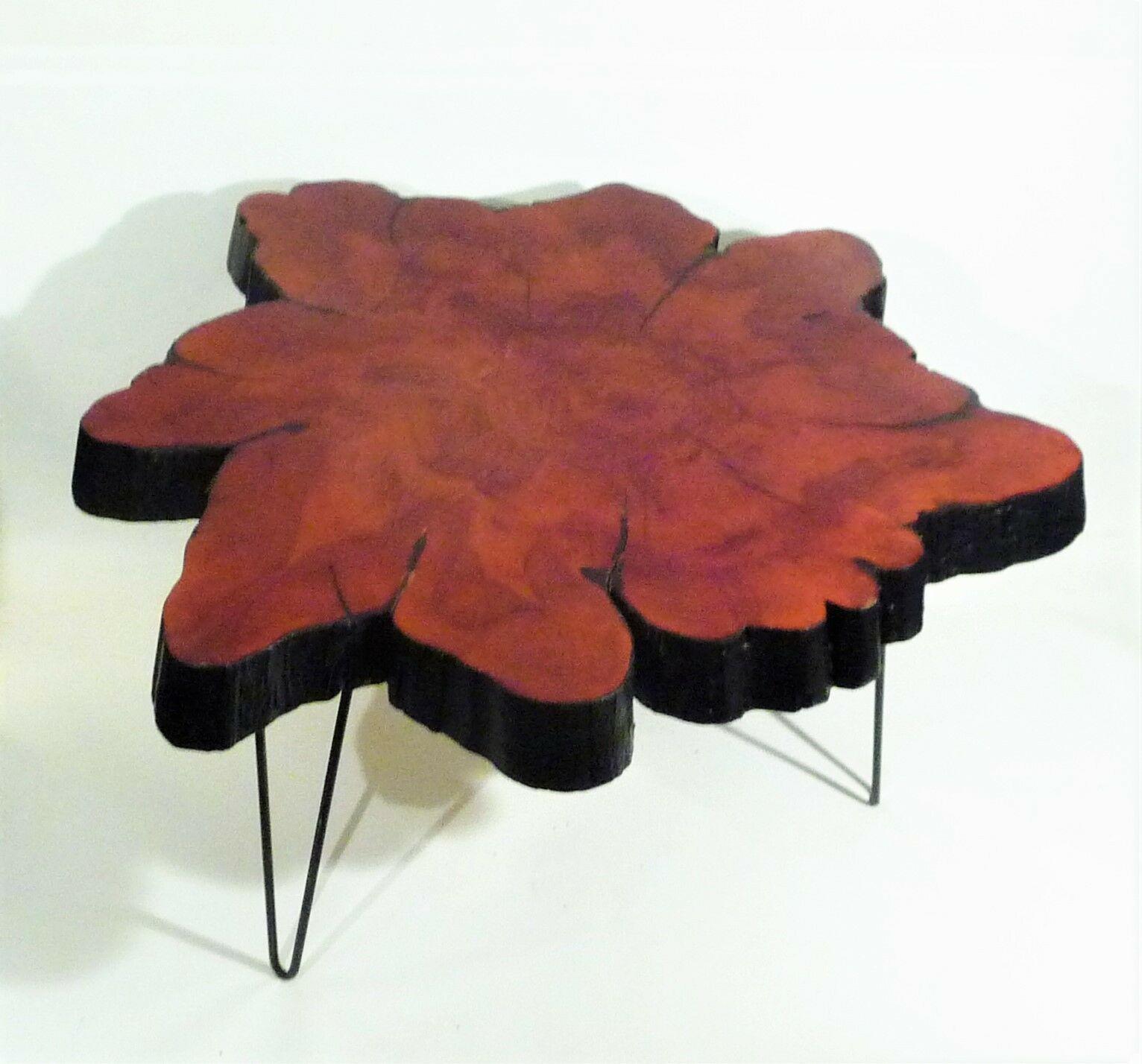 Mid-Century Modern Modernist Redwood Free Live Edge Hairpin Coffee Table In Good Condition In Keego Harbor, MI
