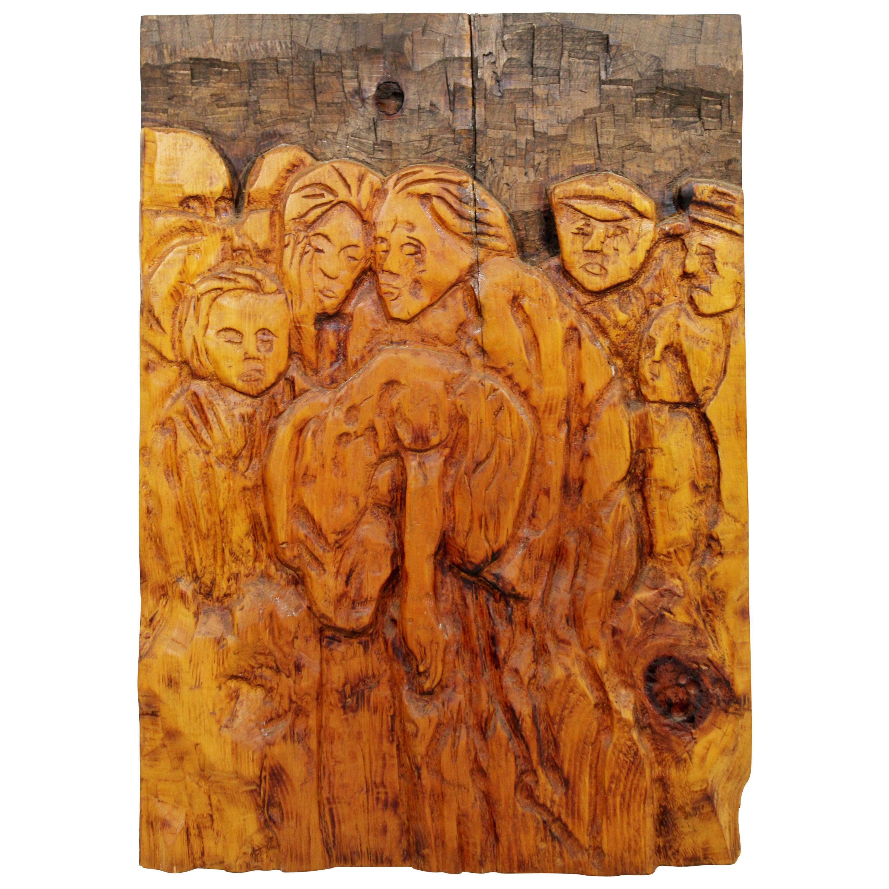 Mid-Century Modern Modernist Wood Wall Art Sculpture Relief Jean Claude Gaugy