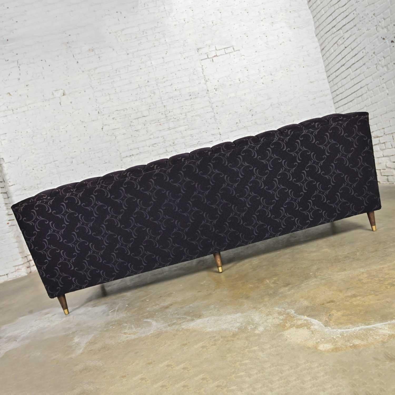 Mid-Century Modern Modified Lawson Style Sofa Black Frieze Fabric & Channel Back For Sale 4