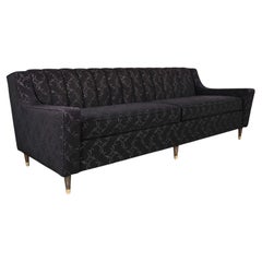 Mid-Century Modern Modified Lawson Style Sofa Black Frieze Fabric & Channel Back