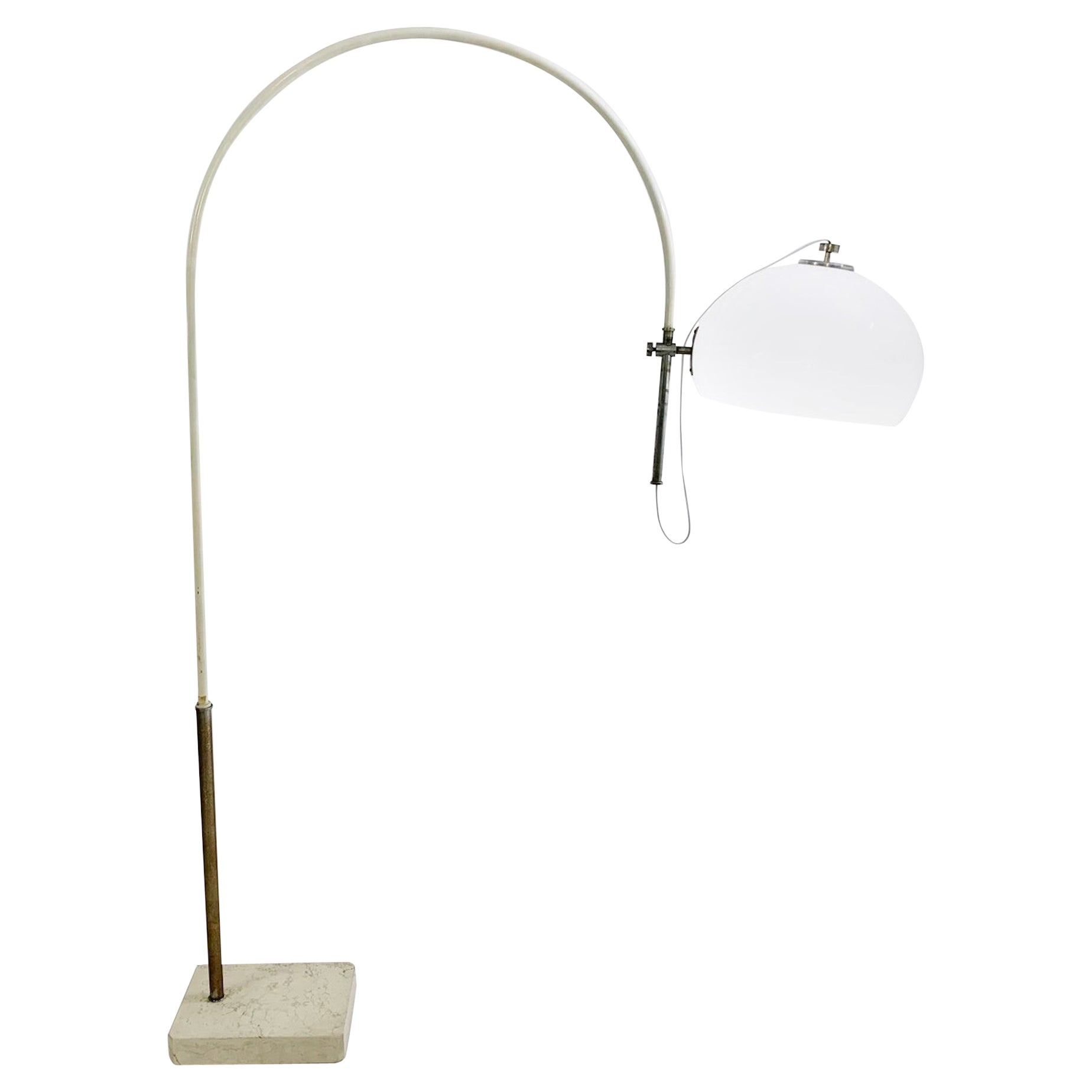 Lampada da terra modulabile moderna di metà secolo con base in travertino, Italia, anni '70