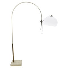 Lampada da terra modulabile moderna di metà secolo con base in travertino, Italia, anni '70