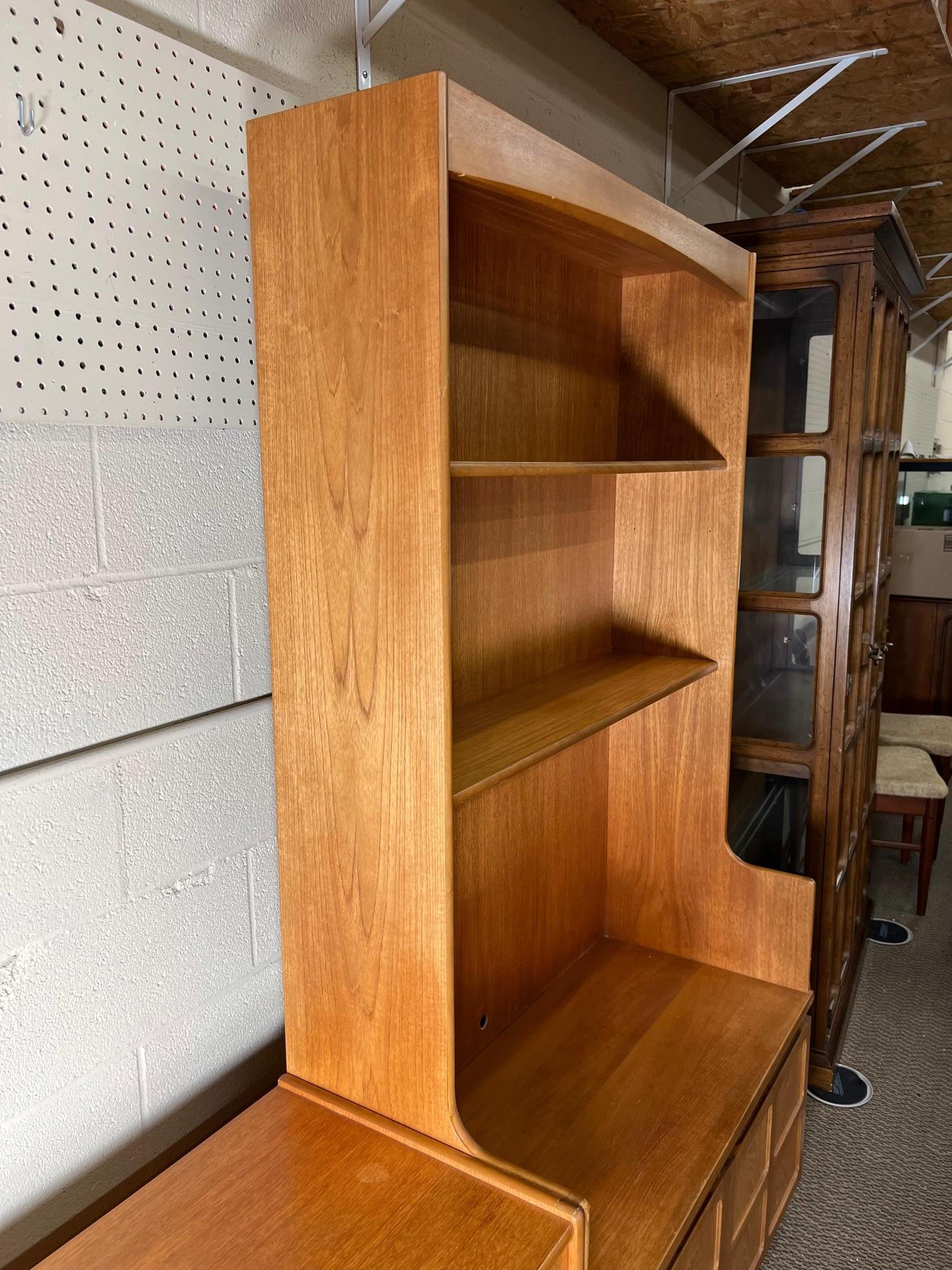 Mid Century  Modern Modular 4 Part Teak Wall Unit Bookcase Display Cabinet161 8