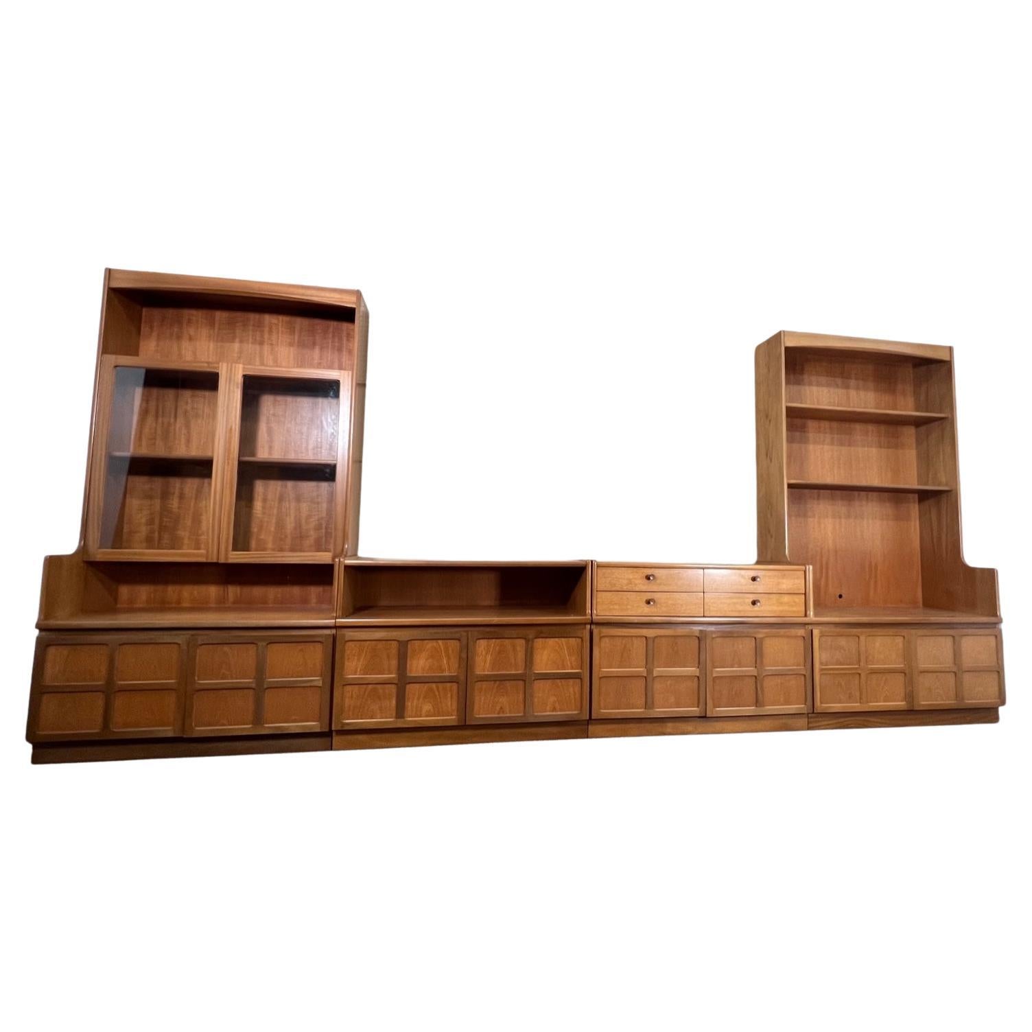 Mid Century  Modern Modular 4 Part Teak Wall Unit Bookcase Display Cabinet161