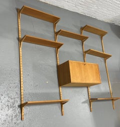 Mid Century MODERN Modular CADO Wall Unit / Shelving in Light Oak, c. 1950's