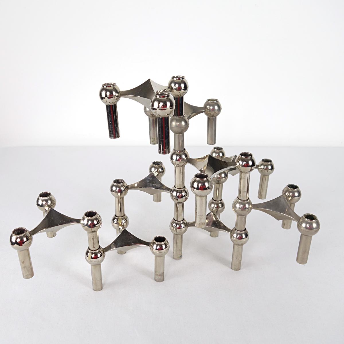 Mid-Century Modern Modular Candleholders '9X' by Caesar Stoffi for BMF Nagel In Good Condition In Doornspijk, NL