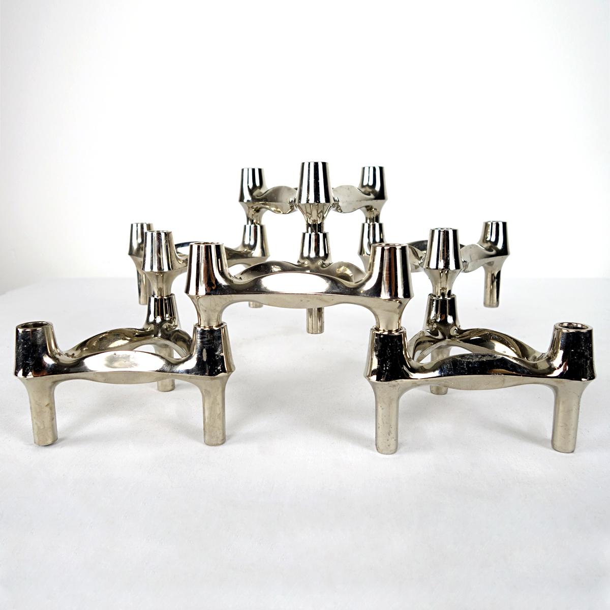 Silver Plate Mid-Century Modern Modular Candleholders Designed by Caesar Stoffi for BMF Nagel