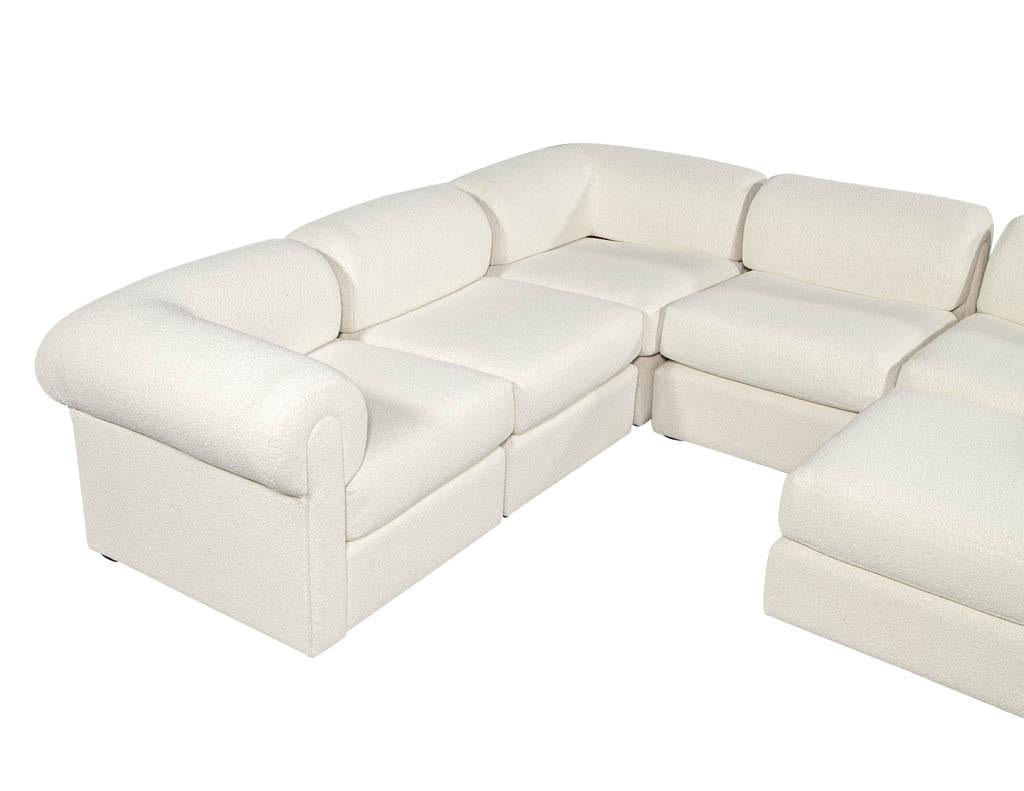 Mid-Century Modern Modular Sofa upholstered in Boucle Fabric 5