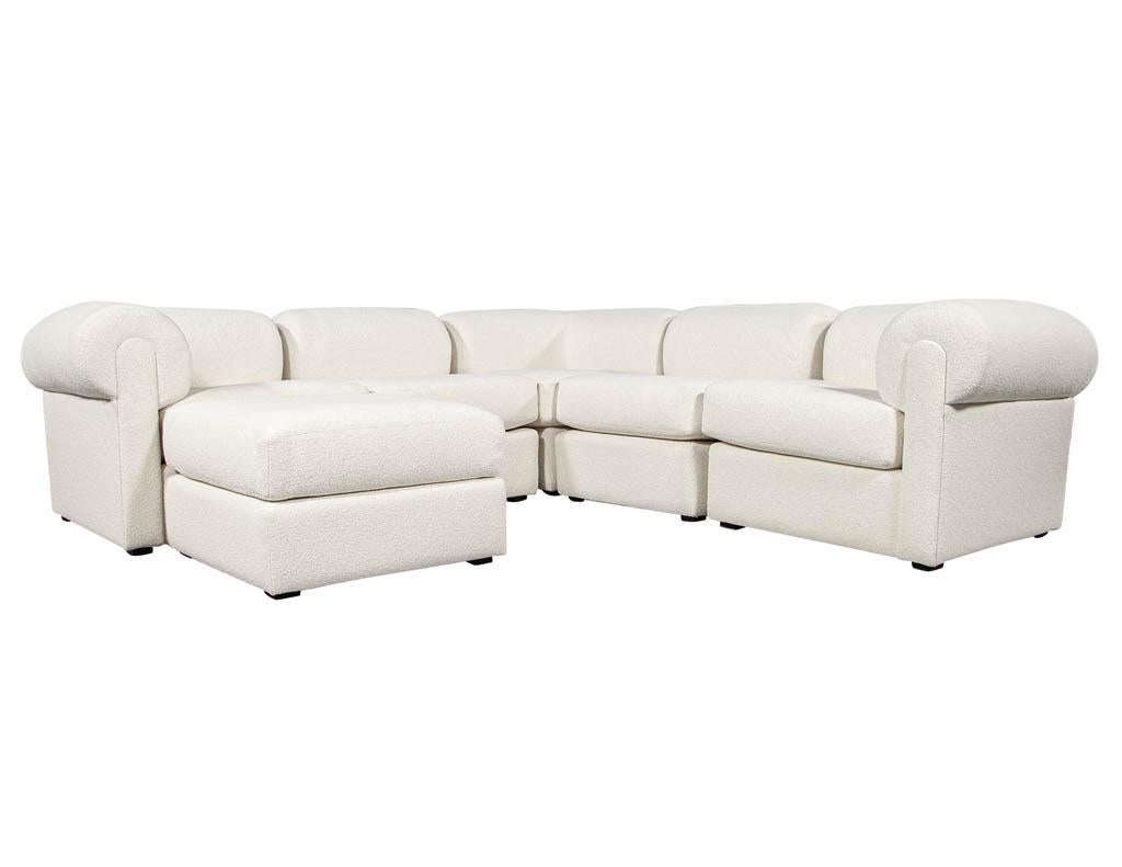 Mid-Century Modern Modular Sofa upholstered in Boucle Fabric 6