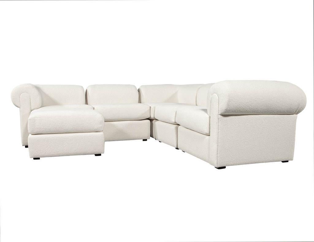 Mid-Century Modern Modular Sofa upholstered in Boucle Fabric 7