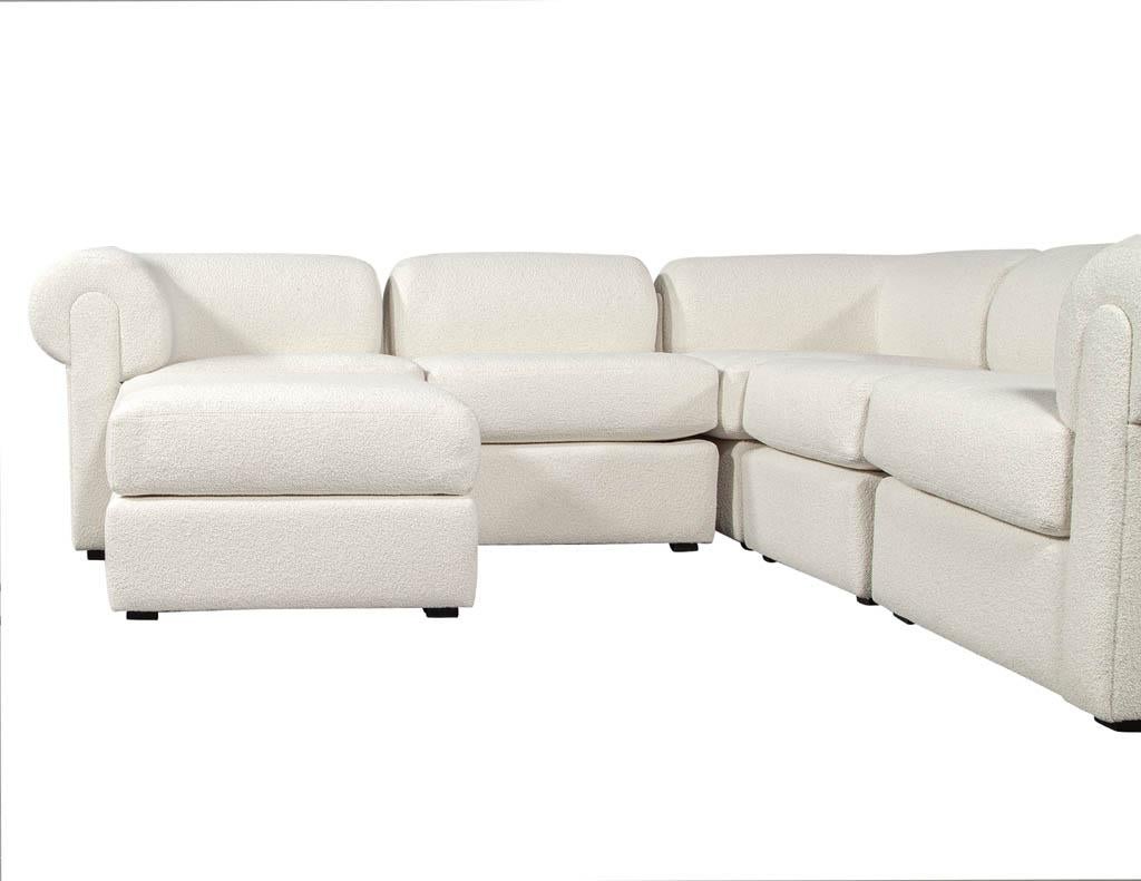 Mid-Century Modern Modular Sofa upholstered in Boucle Fabric 8