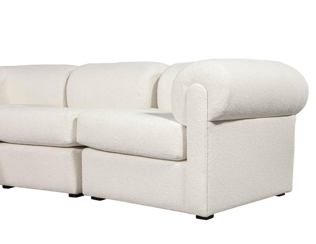 Mid-Century Modern Modular Sofa upholstered in Boucle Fabric 9