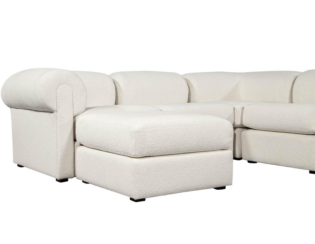 Mid-Century Modern Modular Sofa upholstered in Boucle Fabric 10