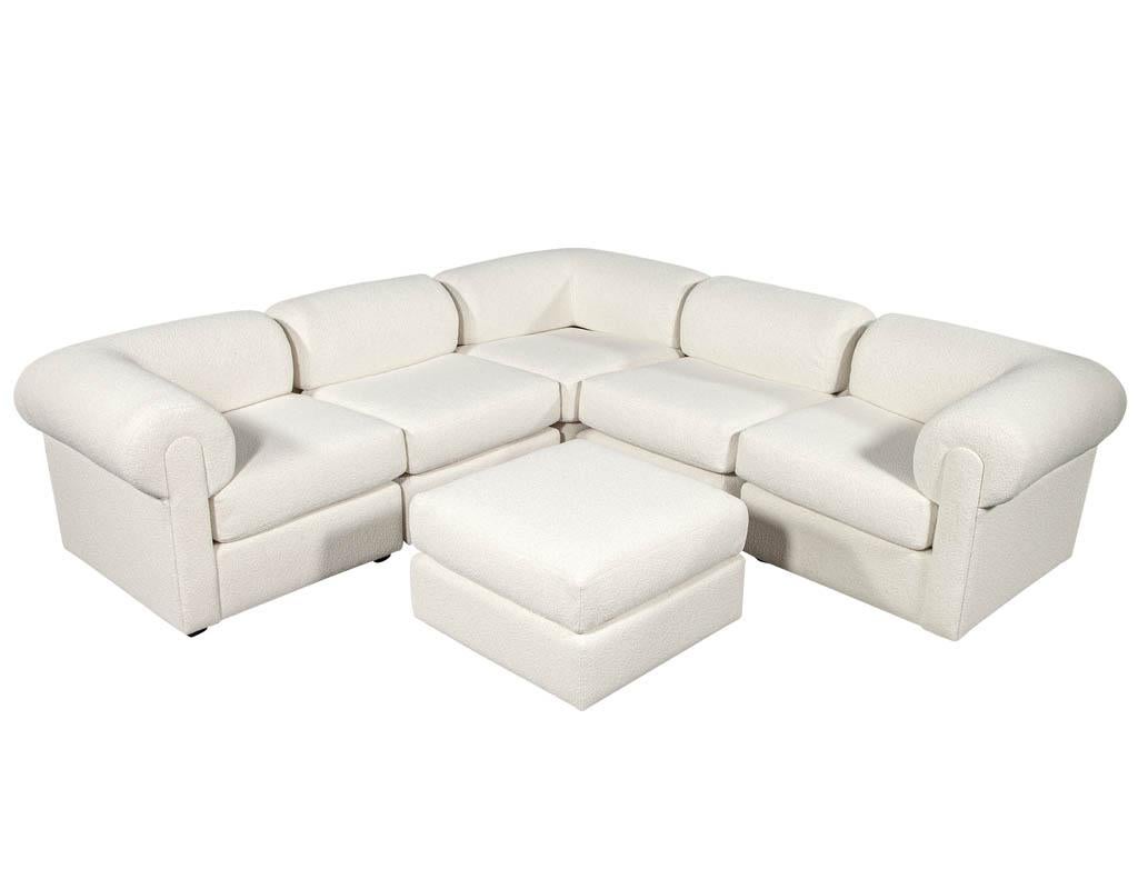 American Mid-Century Modern Modular Sofa upholstered in Boucle Fabric