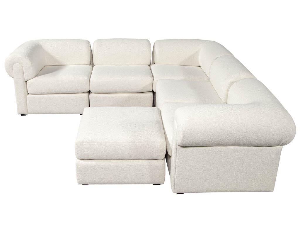 Mid-Century Modern Modular Sofa upholstered in Boucle Fabric 1