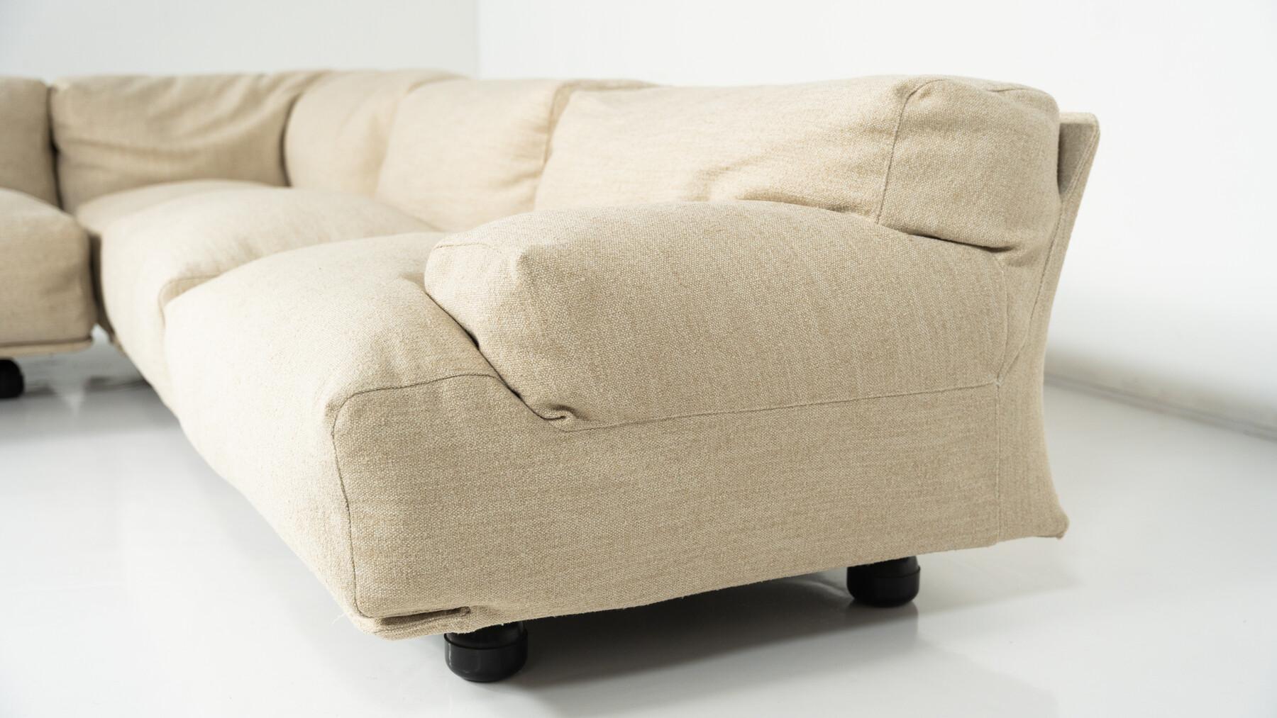 Cotone Divano modulare Fiandra della metà del secolo scorso di Vico Magistretti, Cassina, anni '70