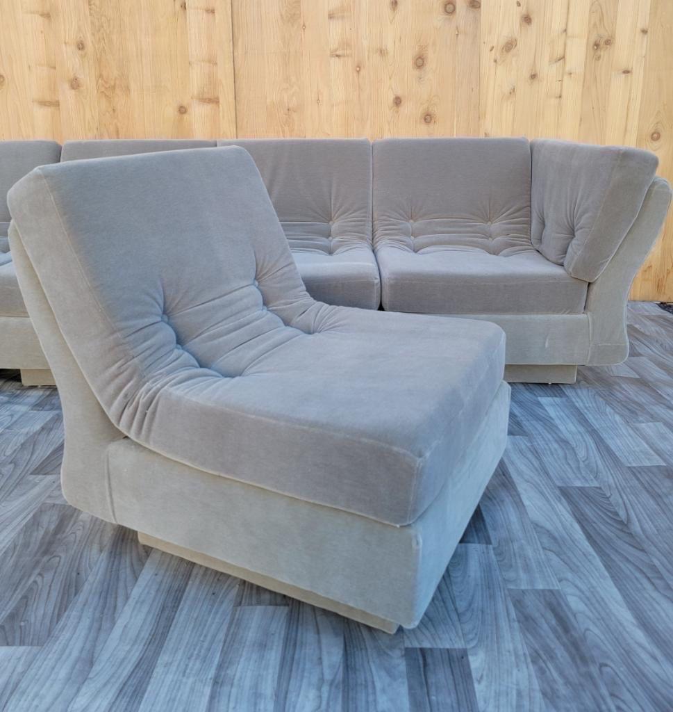 Mohair Mid-Century Modern Modular Sectional Sofa by Pierre Cardin, 5 Pieces
