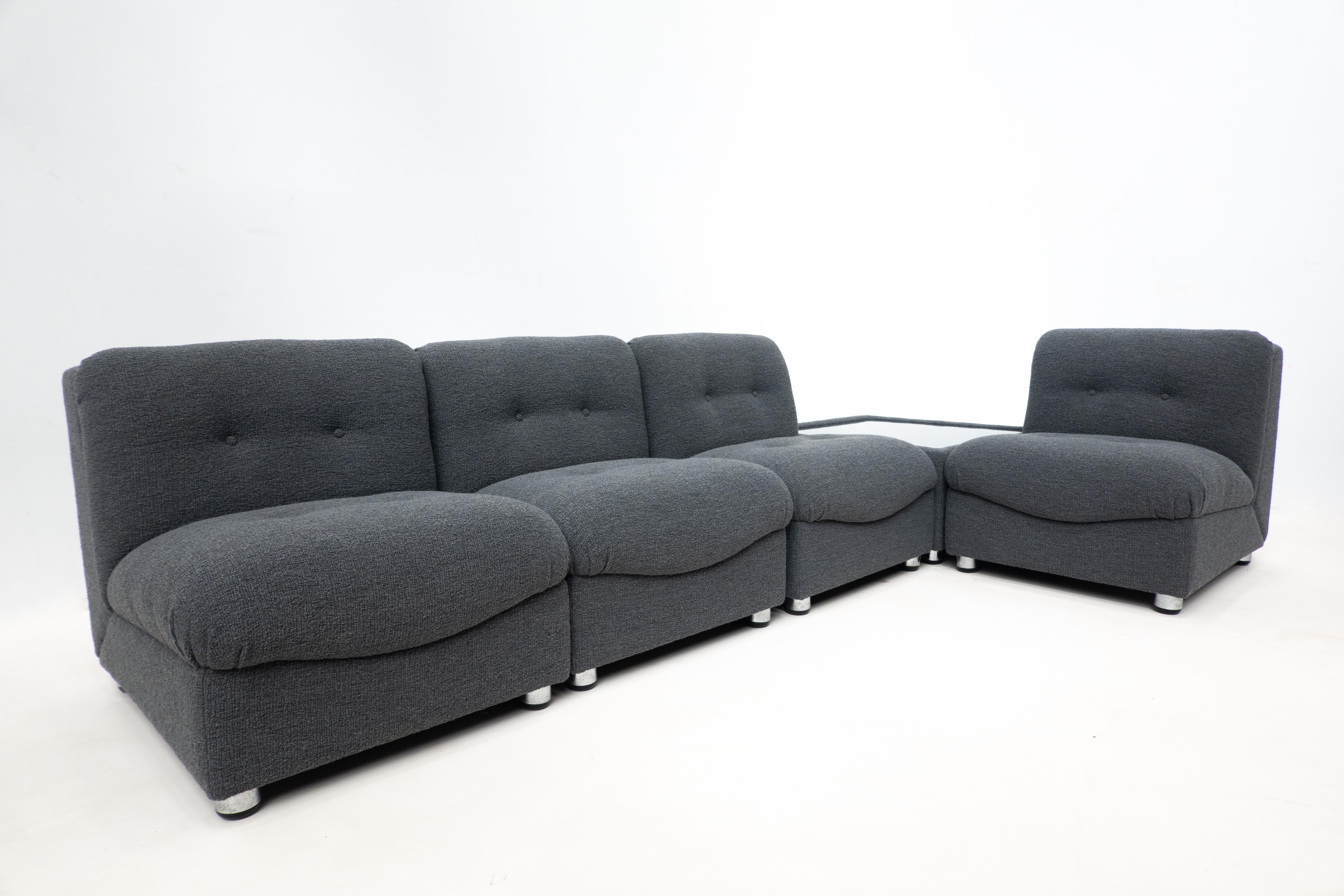 Mid-Century Modern Modular Sofa, Grey Fabric, Italy, 1960s In Good Condition In Brussels, BE