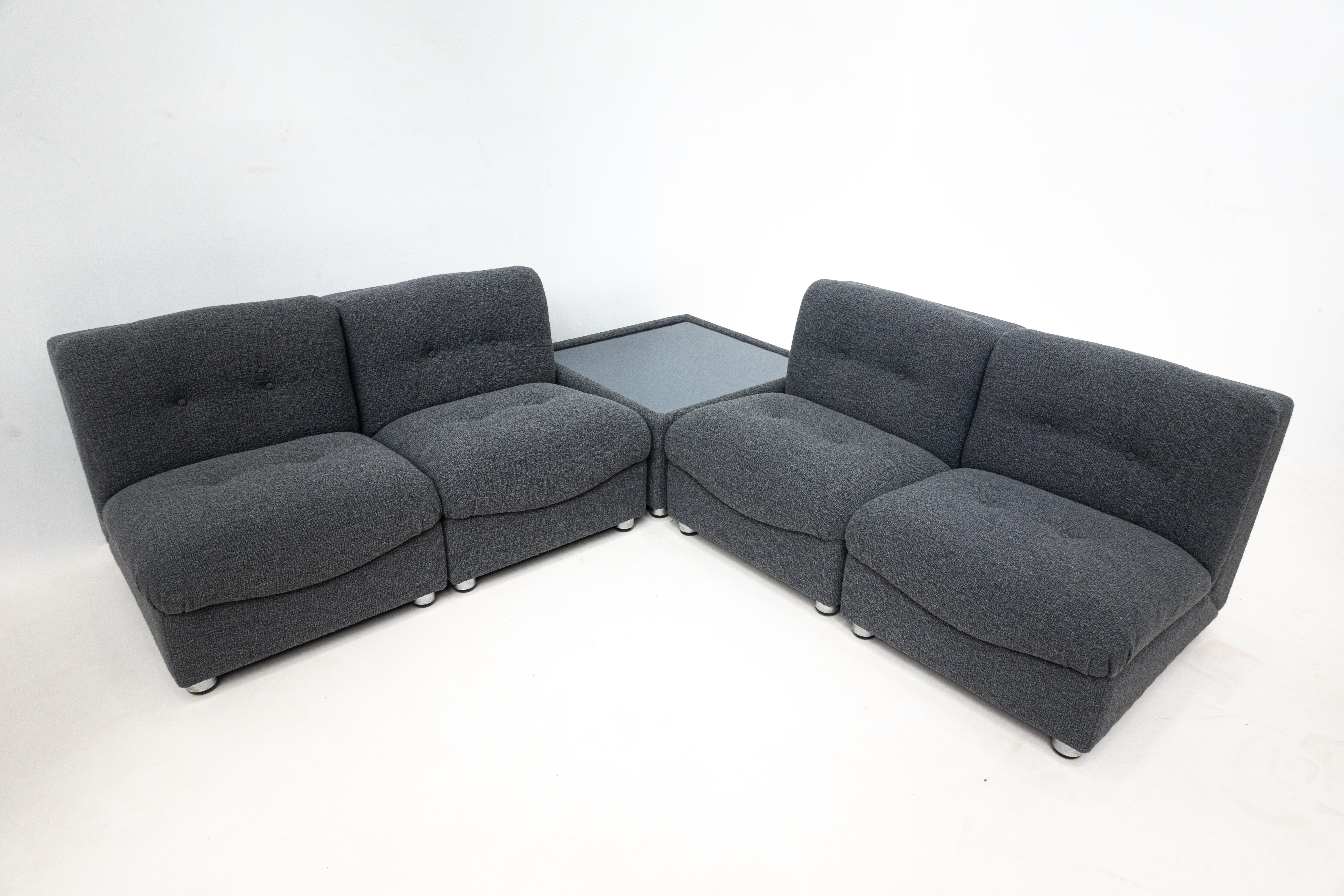 Mid-20th Century Mid-Century Modern Modular Sofa, Grey Fabric, Italy, 1960s