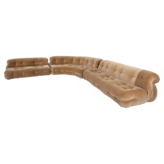 Mid-Century Modern Modular Sofa, New Velvet Upholstery, Italy, 1960s