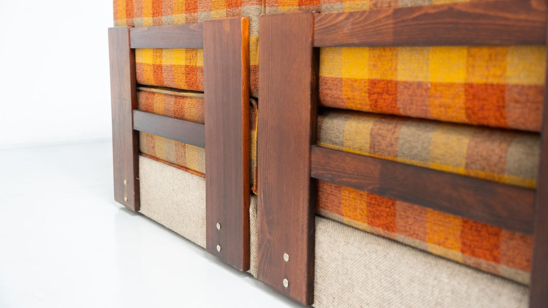 Sofá modular moderno de mediados de siglo, tela original, años 70 en venta 5