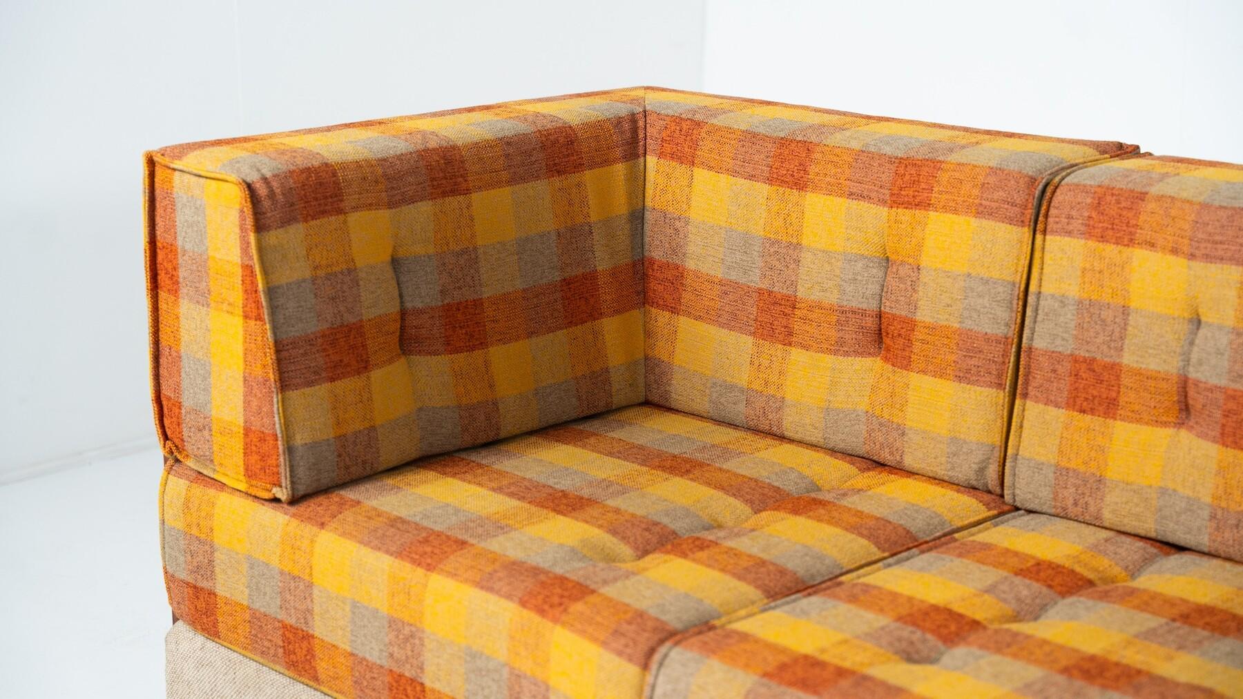 Sofá modular moderno de mediados de siglo, tela original, años 70 en venta 6