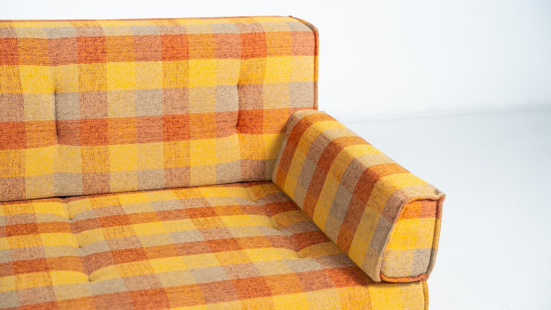 Sofá modular moderno de mediados de siglo, tela original, años 70 en venta 7