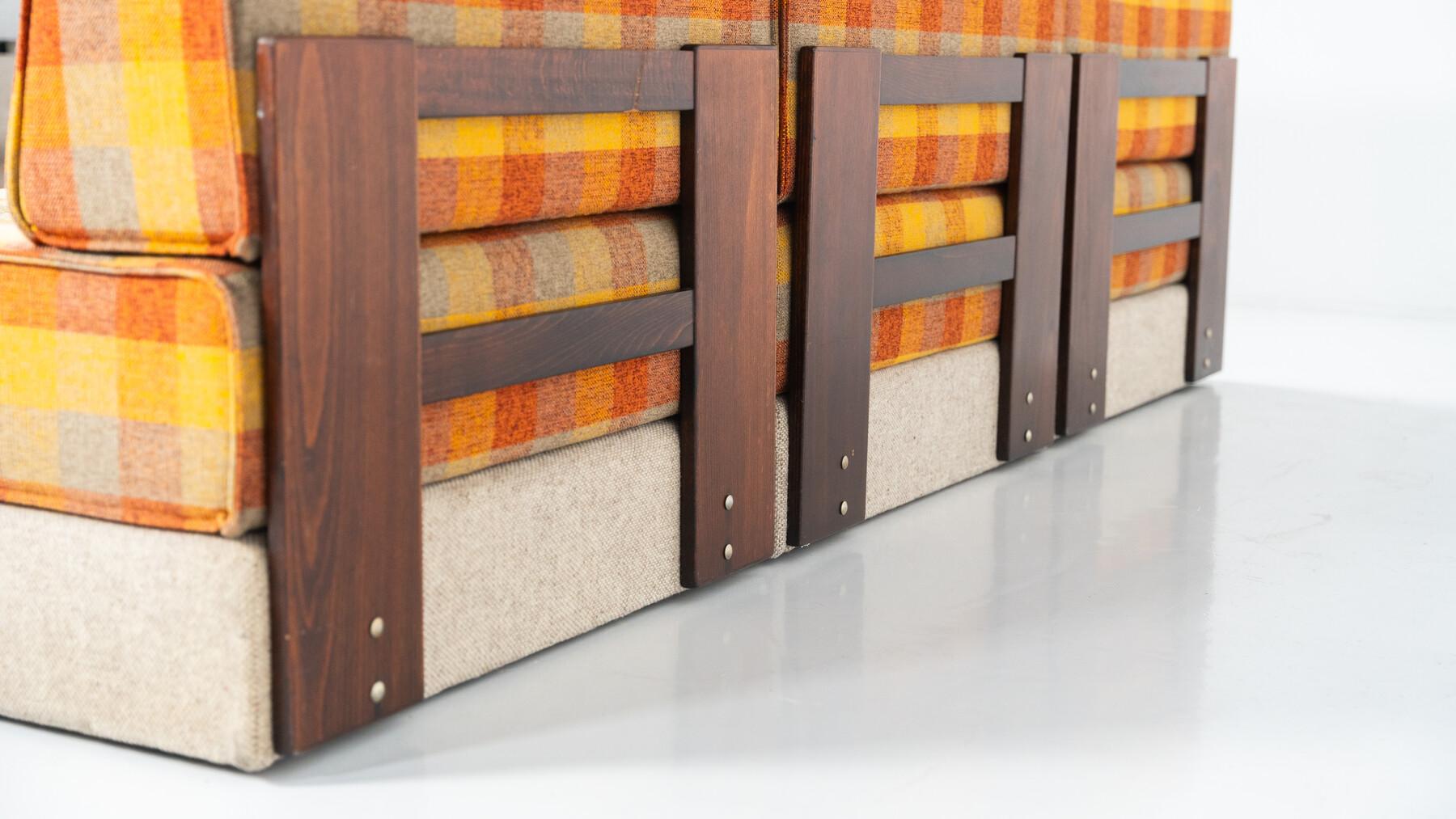 Sofá modular moderno de mediados de siglo, tela original, años 70 en venta 8