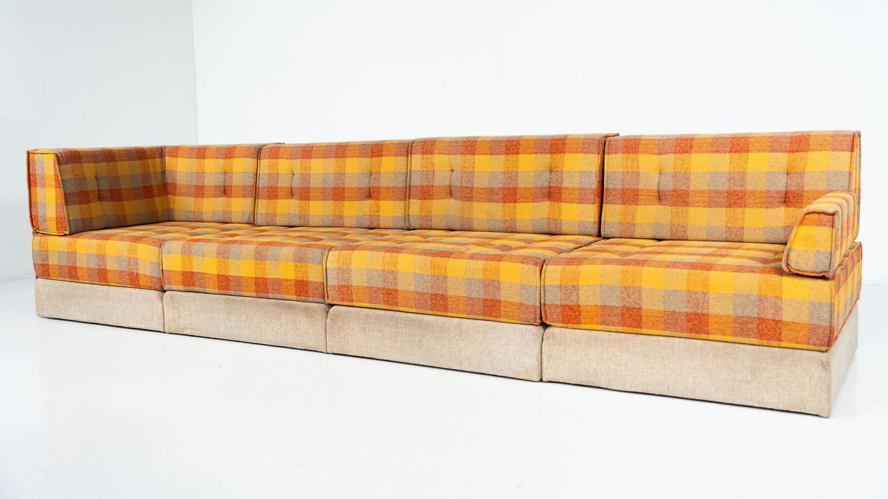 Sofá modular moderno de mediados de siglo, tela original, años 70 Italiano en venta