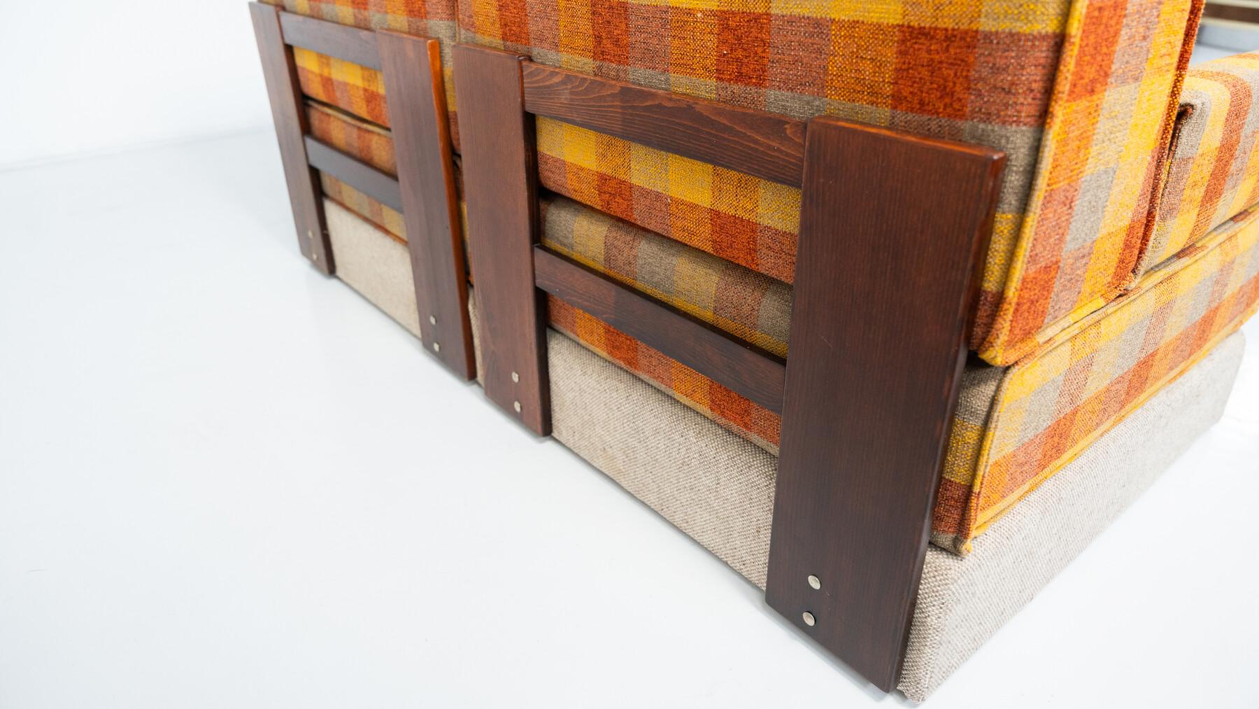 Sofá modular moderno de mediados de siglo, tela original, años 70 en venta 3